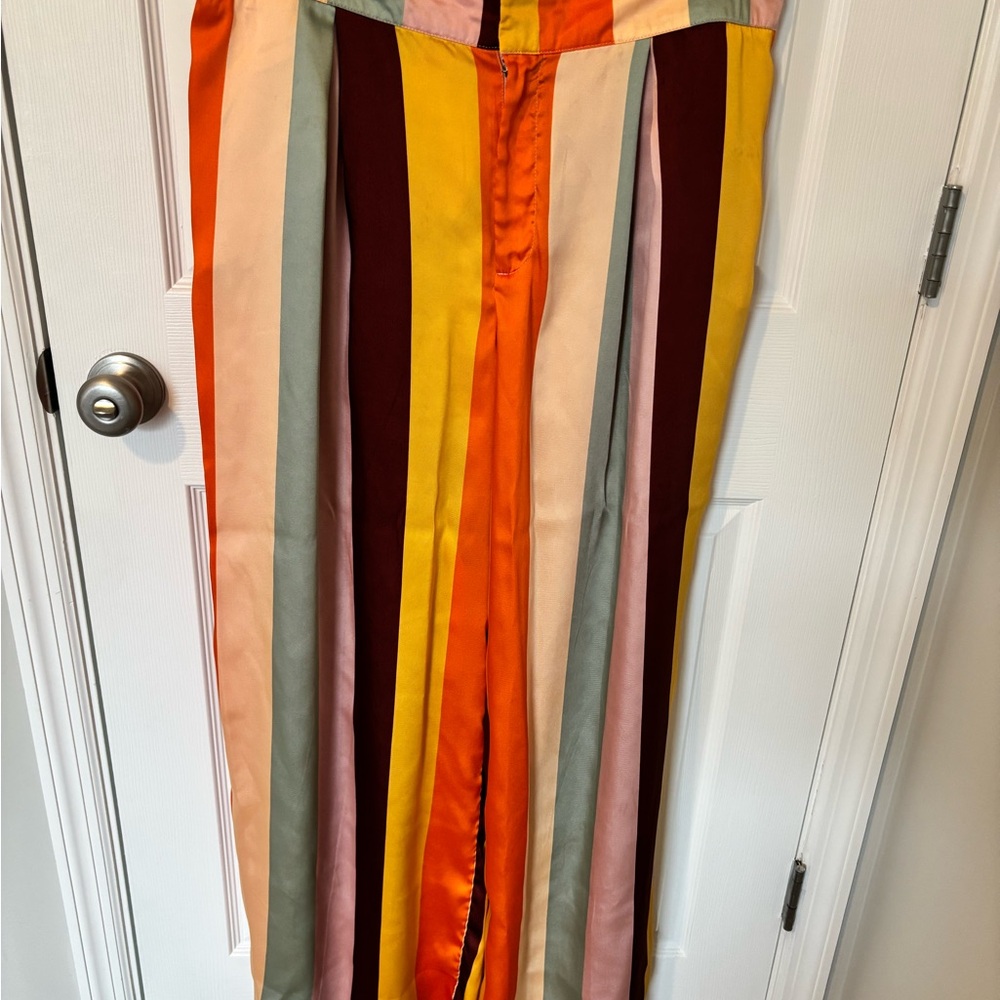 Fe Noel Striped Multicolor Women's Wide Leg Pants - Picture 3 of 5